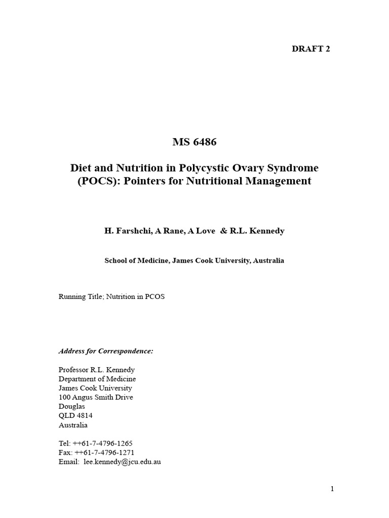 Diet and Nutrition in Polycystic Ovary Syndrome Pcos 14xaw6vz4s | PDF ...