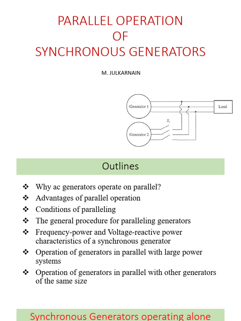 Parallel Operation of SG | PDF | Electric Generator | Ac Power