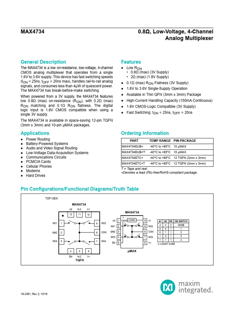 Max4734 1515800 | PDF | Cmos | Power Supply