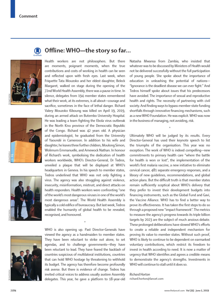 Offline WHO-the Story So Far Lancet | PDF | World Health Organization ...