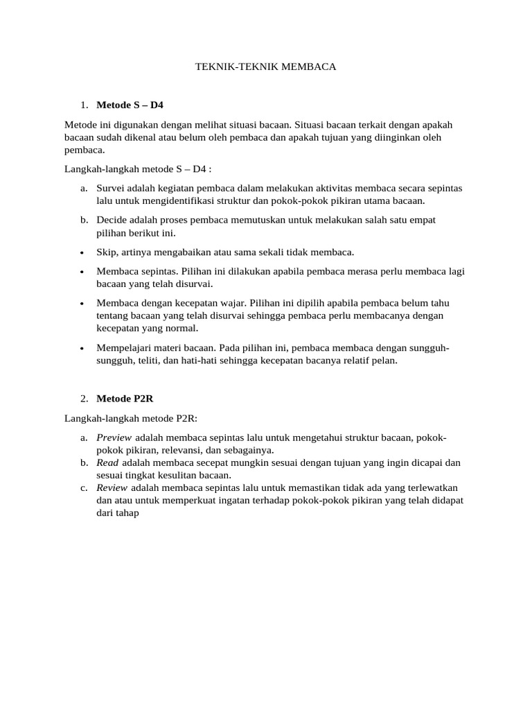 Teknik Teknik Membaca | PDF
