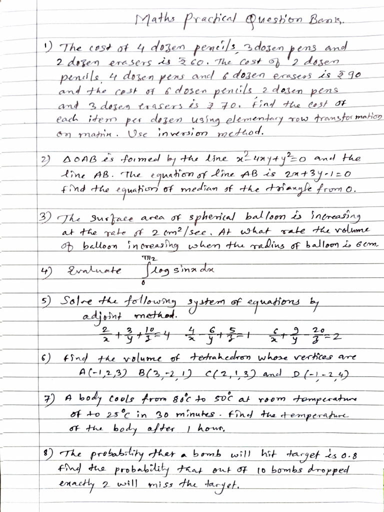 Maths Practical Question Bank (XII) | PDF