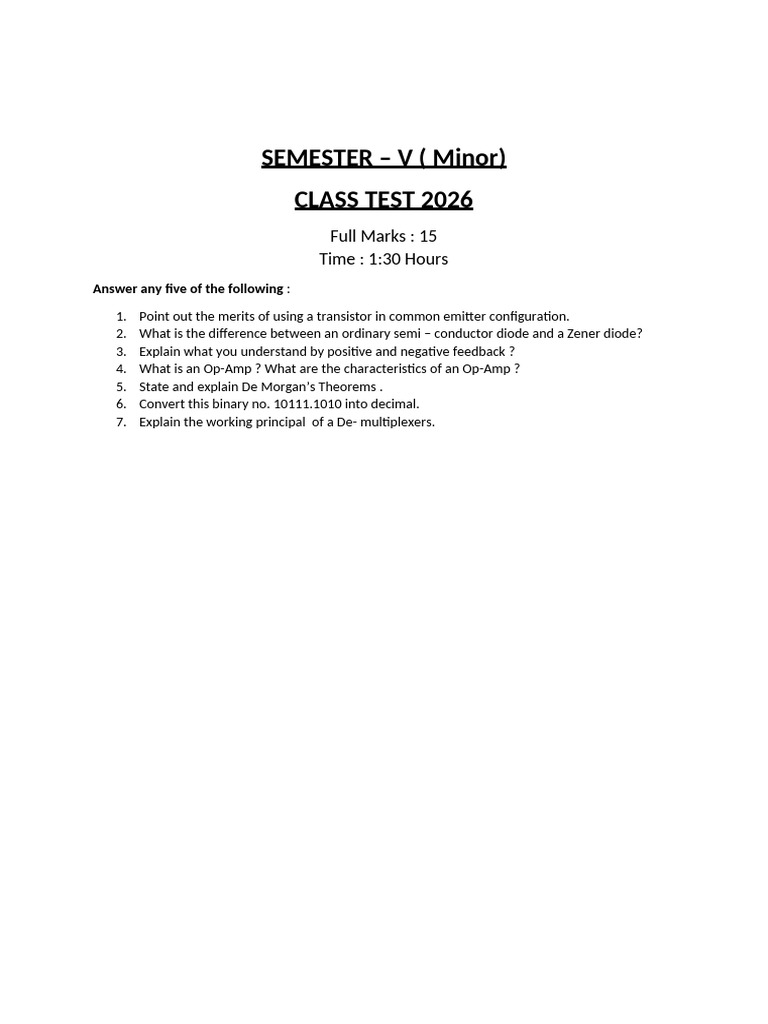 Sem V Class Test | PDF
