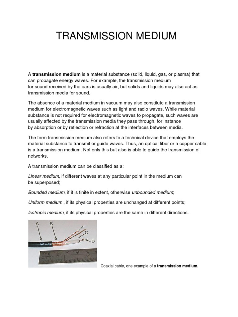 Types of Data Transmission Media | PDF | Transmission Medium | Coaxial ...