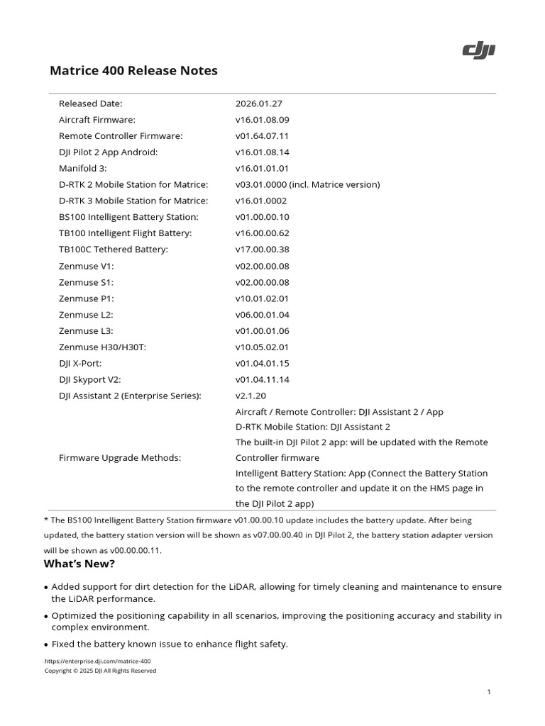 Matrice 400 Release Notes en | PDF | Android (Operating System) | Qr Code