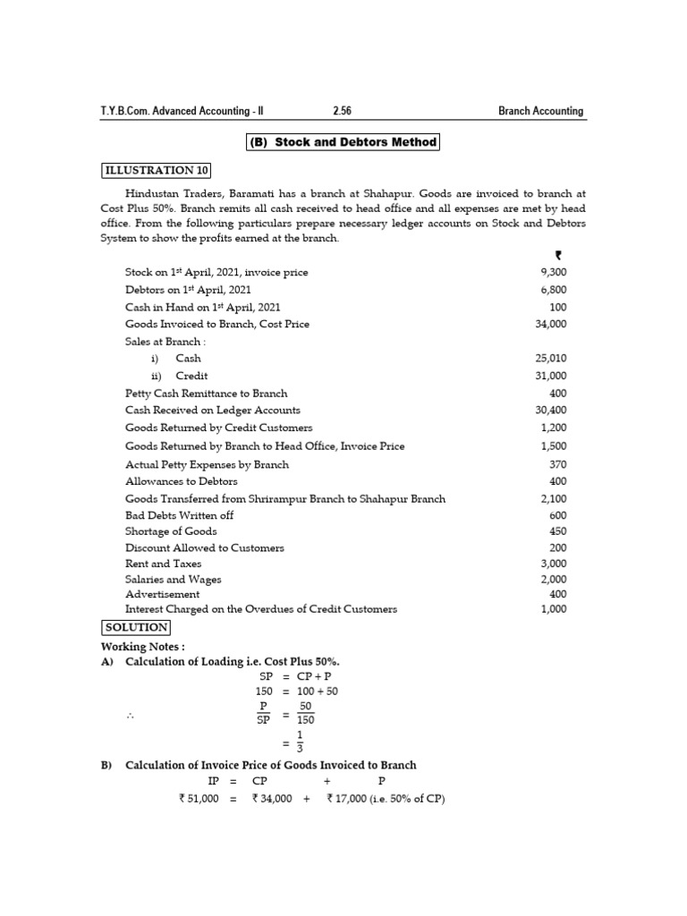 Branch Accounting Advanced Accounting II | PDF | Debits And Credits ...