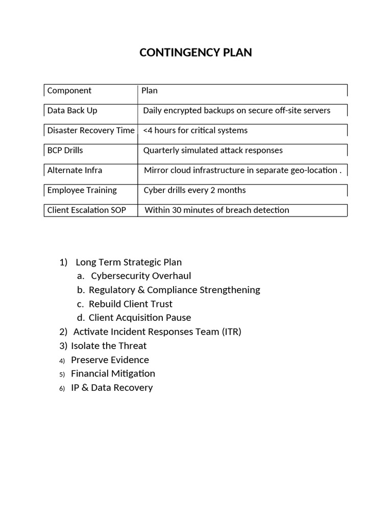 Contingency Plan | PDF