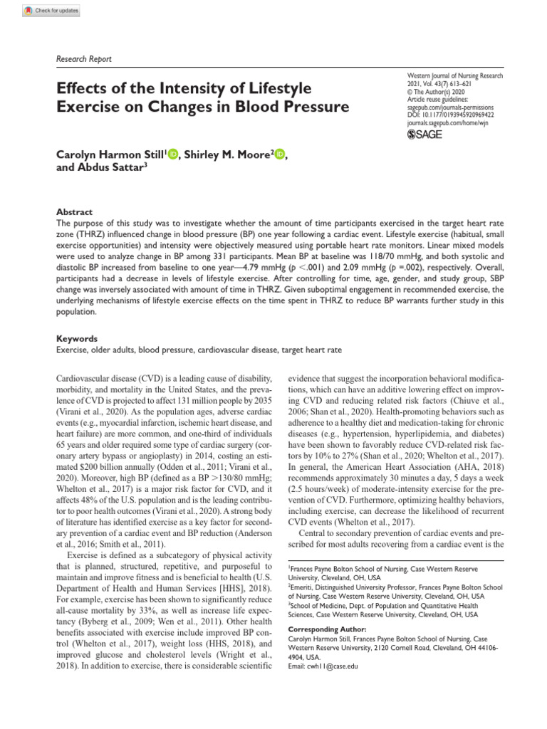 Still Et Al 2020 Effects of The Intensity of Lifestyle Exercise On ...