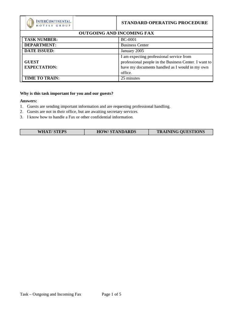 SOP Outgoing and Incoming Fax | PDF | Fax