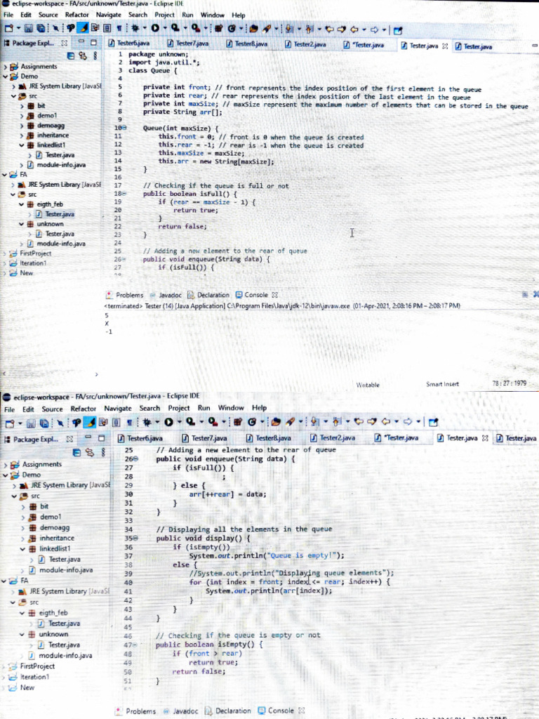 QNDS Soln | PDF | Queue (Abstract Data Type) | Java (Programming Language)
