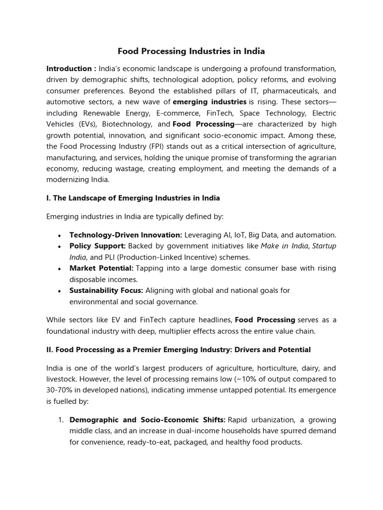 Food Processing Industries | PDF | Agriculture | Food Industry