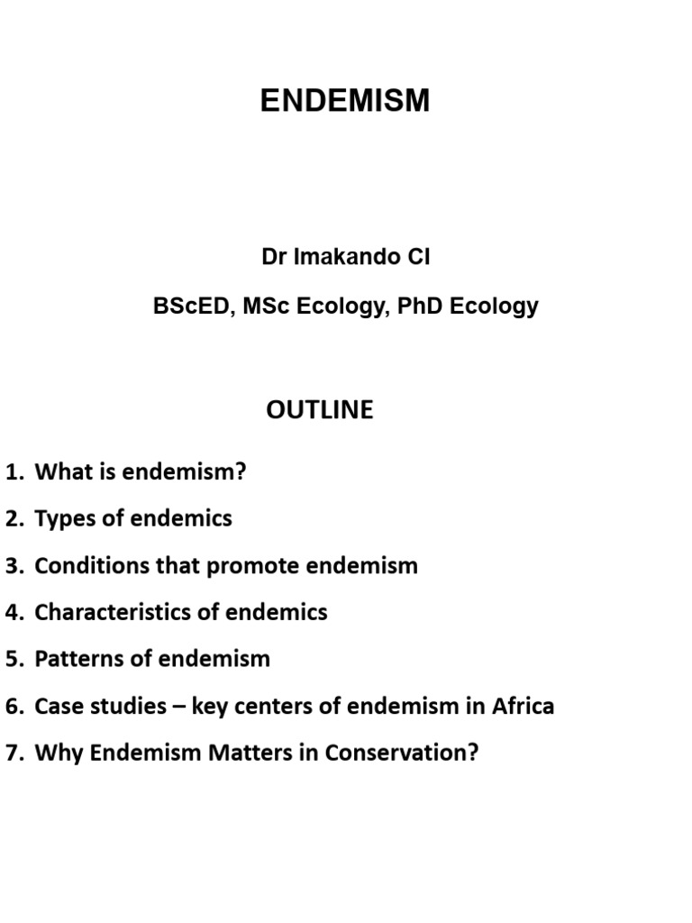 Lecture Note 9 - Endemism | PDF | Conservation Biology | Species
