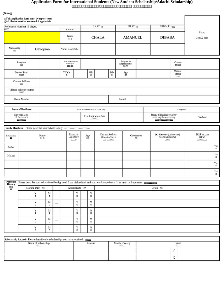 2026application Form For Intl Students 1 | PDF