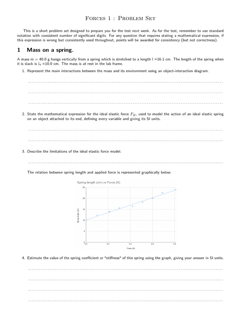 Forces 1 IGCSE Problems | PDF | Force | Mass