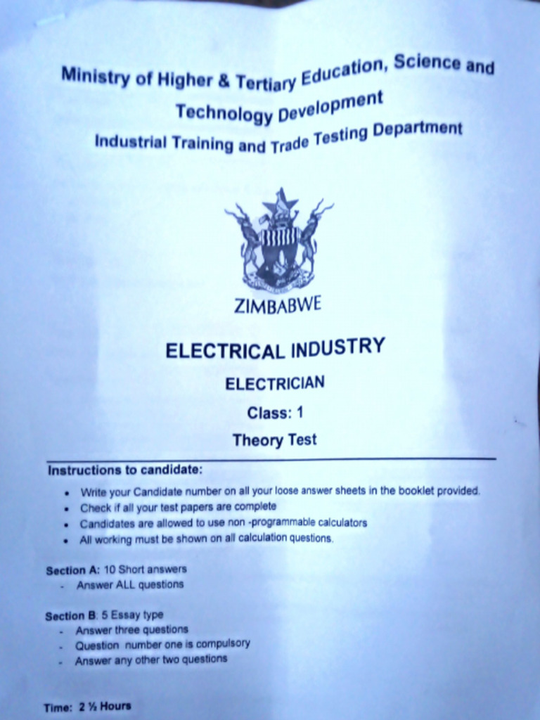 Trade Test Theory 2019 | PDF
