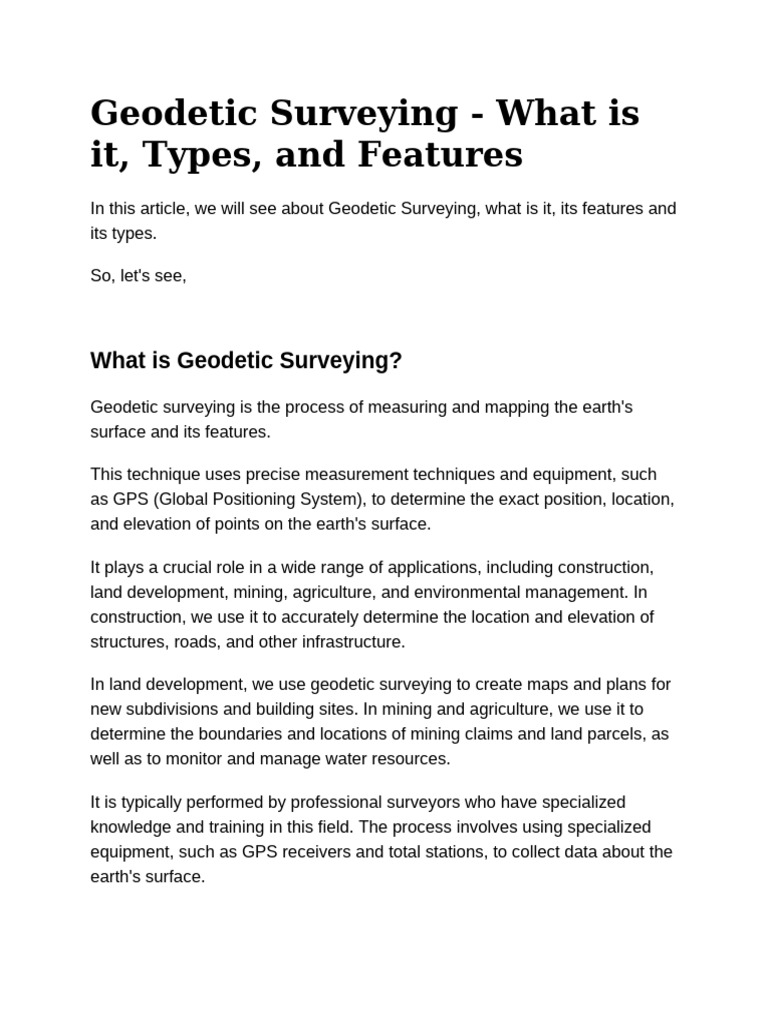 Geodetic Surveying | PDF | Surveying | Geodesy