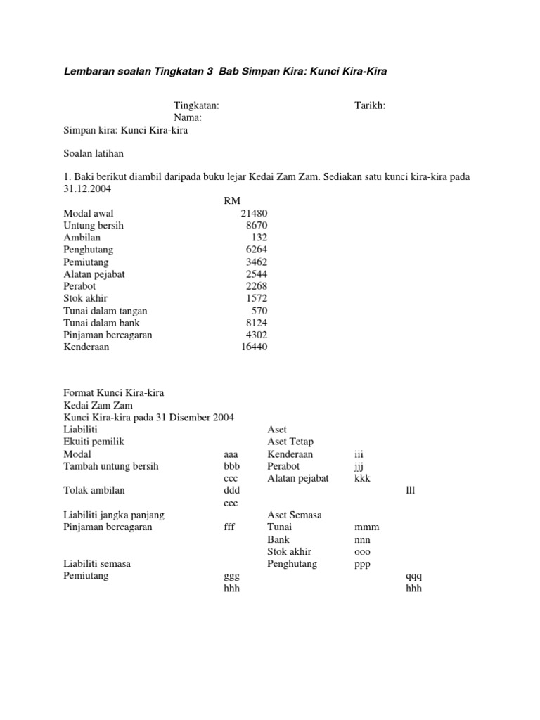 Lembaran Soalan Tingkatan 3 Pkh Pdf
