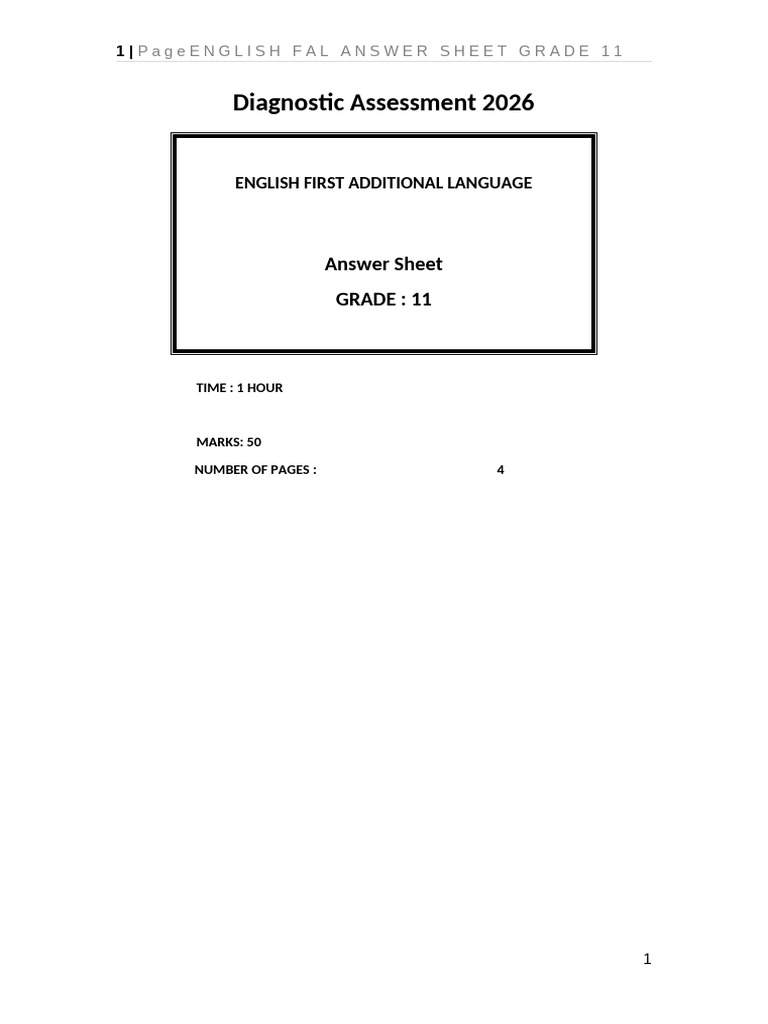 2026 GR 11 Efal Diagnostic Assessment Answer Sheet | PDF | Chess Theory ...