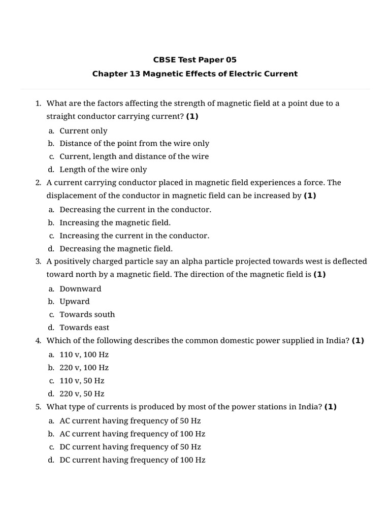 Magnetic Effects of Electric Current | PDF | Alternating Current ...