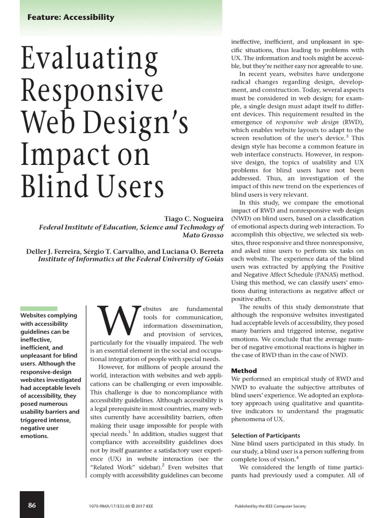 Evaluating Responsive Web Design Impact On Blind Users | PDF | User ...