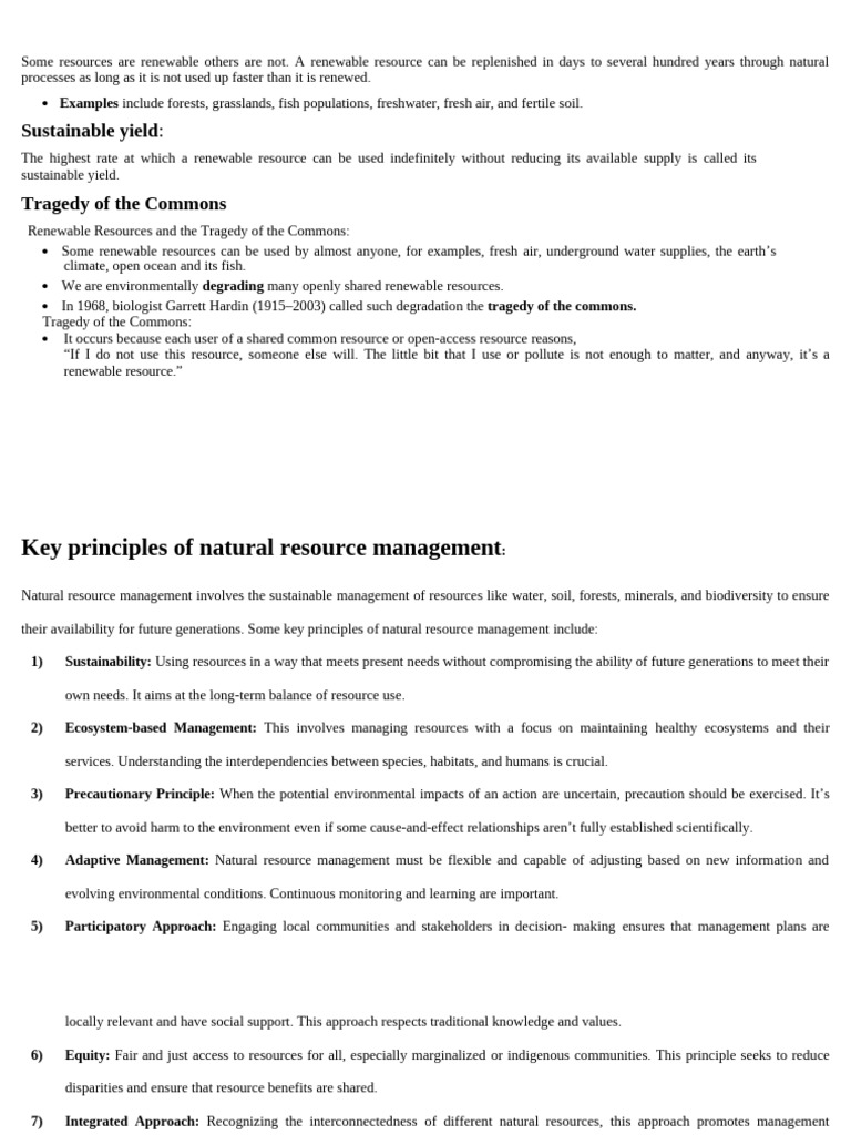 Natural Resource Management Key Components | PDF | Ecological ...