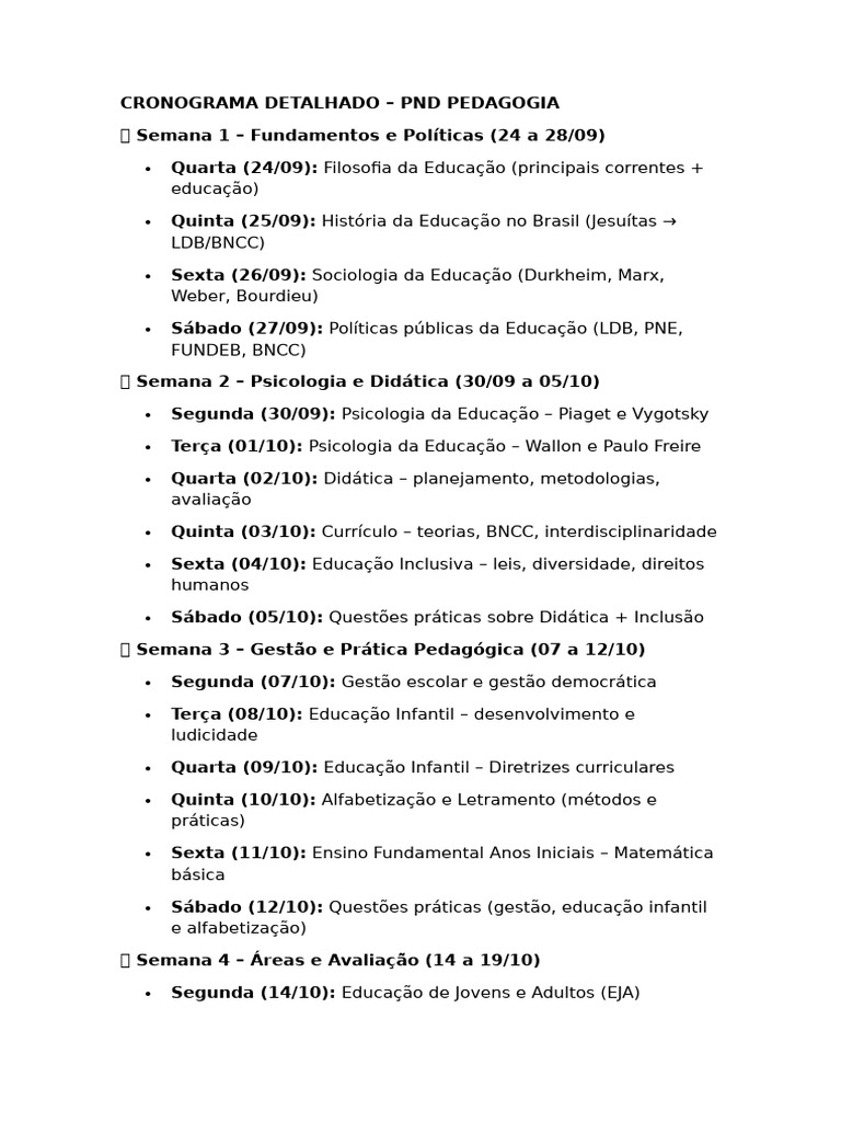 Cronograma de Estudo Da PND | PDF