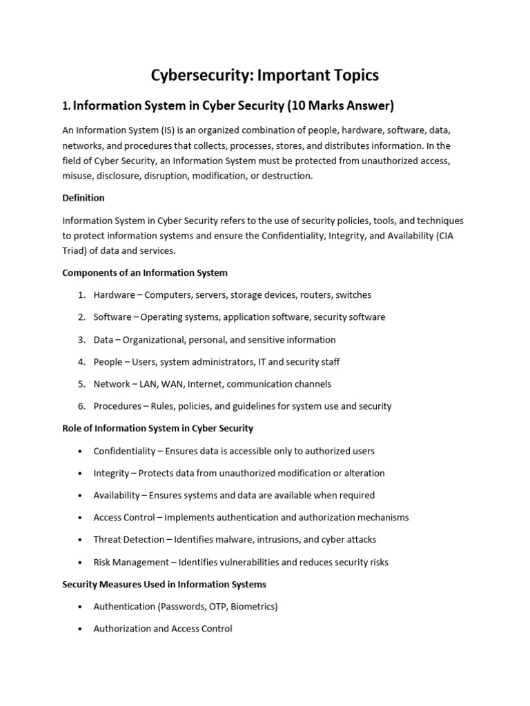 Cybersecurity Important Topics New Aditya | PDF | Information Security ...