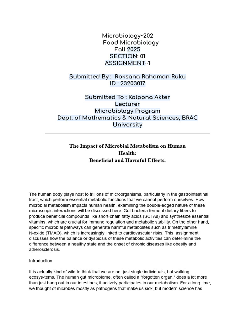 Mic 202 Assignment. | PDF | Metabolism | Microorganism