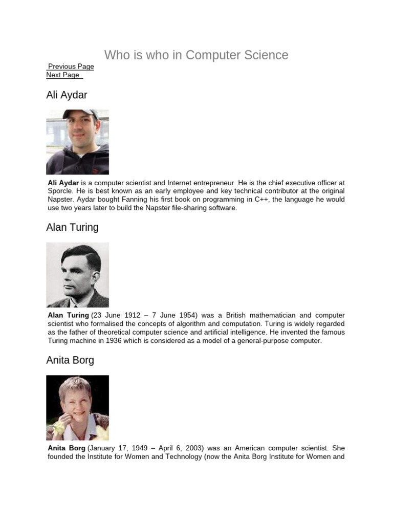 Who Is Who in Computer Science | PDF | Computing | Computer Science