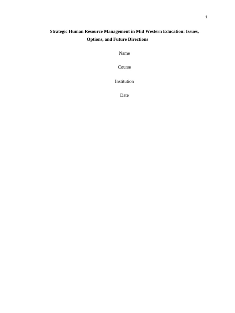 Strategic Human Resource Management in Mid Western Education | PDF ...