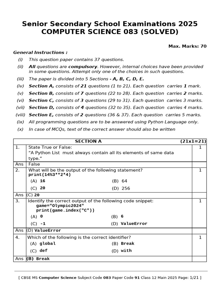 CS 083 2024-2025 Solved | PDF | Computer Programming | Computing