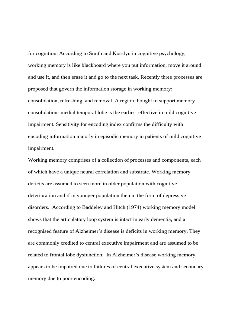 The Central Part of Human Cognition Processes Is The Working Memory ...