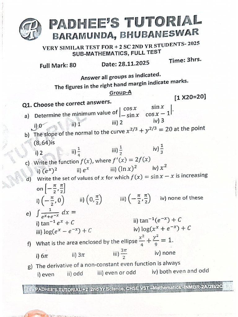 Class 12 Math Full VST | PDF