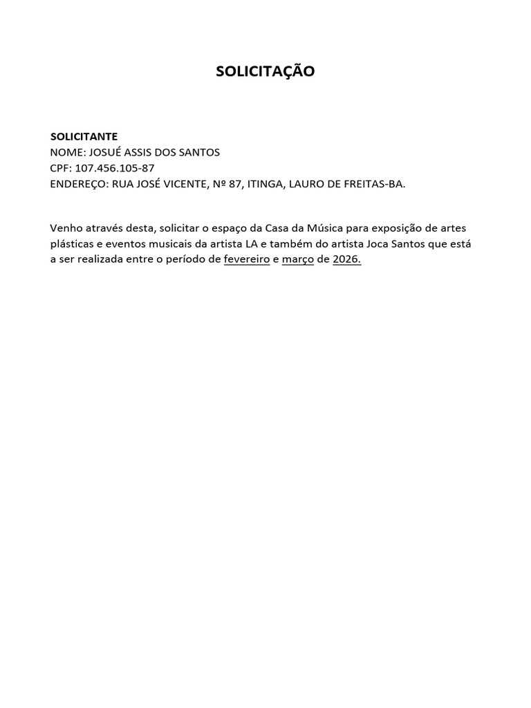 SOLICITAÇÃO | PDF