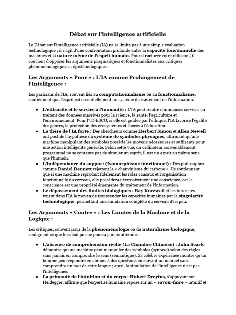 Débat Sur L'intelligence Artificielle | PDF | Intelligence artificielle ...