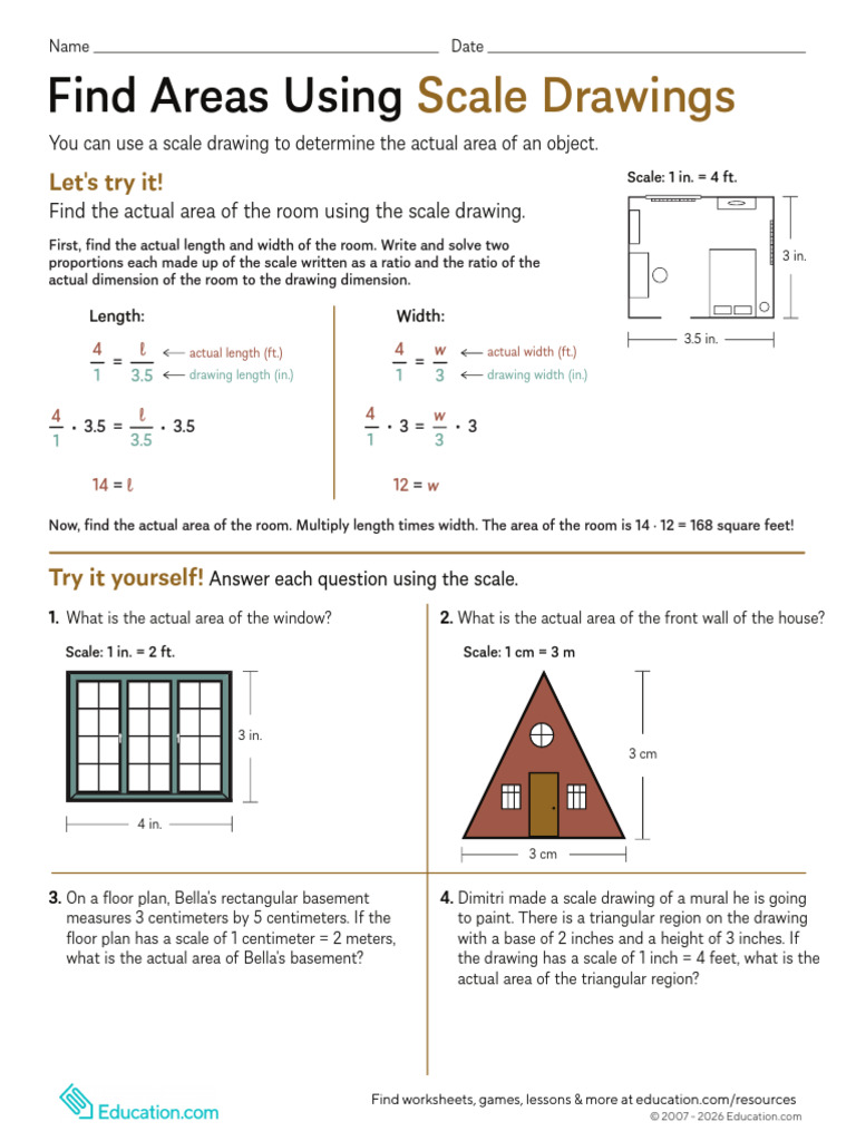 Find Areas Using Scale Drawings | PDF | Length | Foot (Unit)