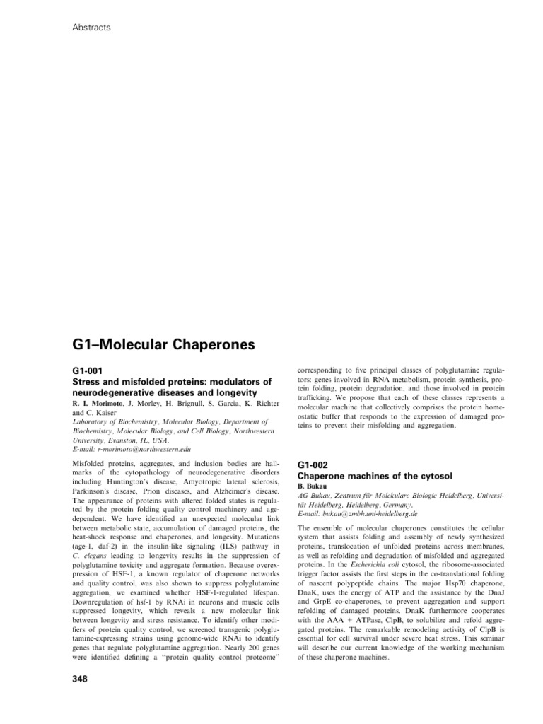 G1-Molecular Chaperones: Abstracts | PDF | Rna | Chaperone (Protein)