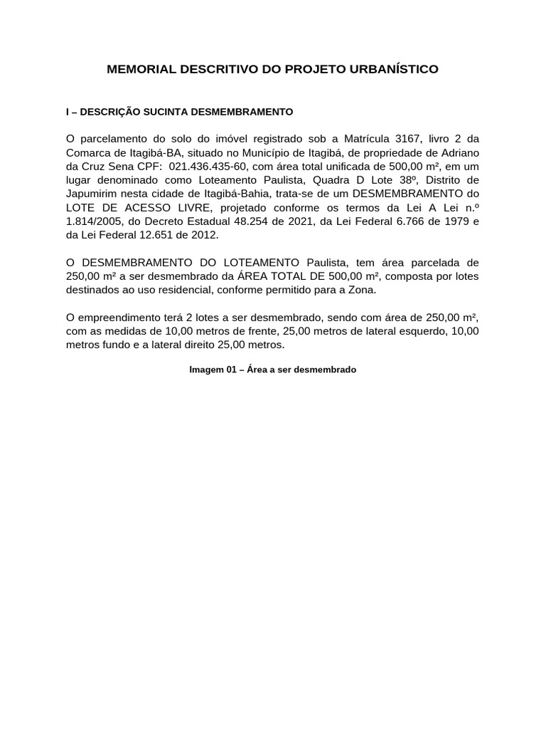 06 Modelo Memorial Descritivo Completo | PDF