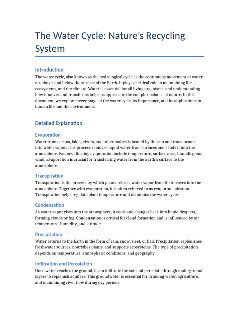 The Water Cycle | PDF | Water Cycle | Water
