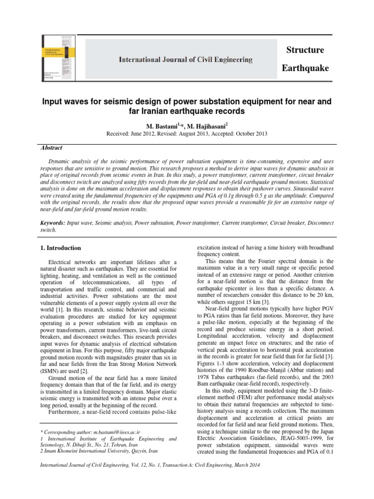 Input Waves For Seismic Design of Power | PDF | Seismology | Earthquakes