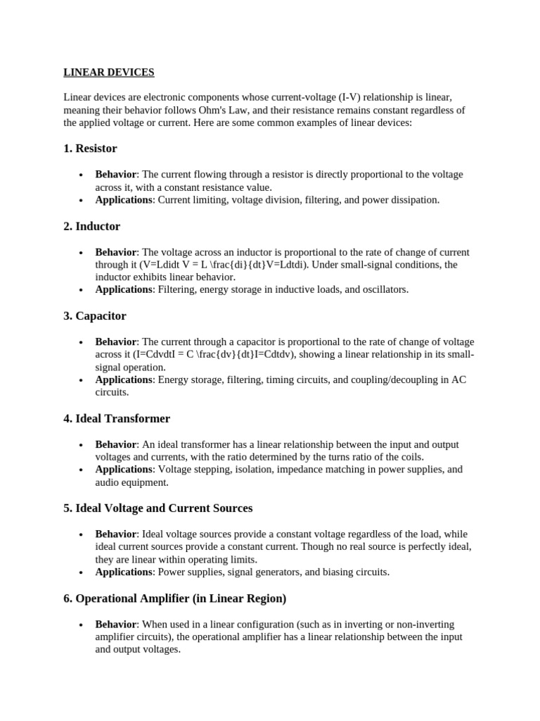 Definition and Examples of Linear Devices and Non Linear Devices | PDF ...