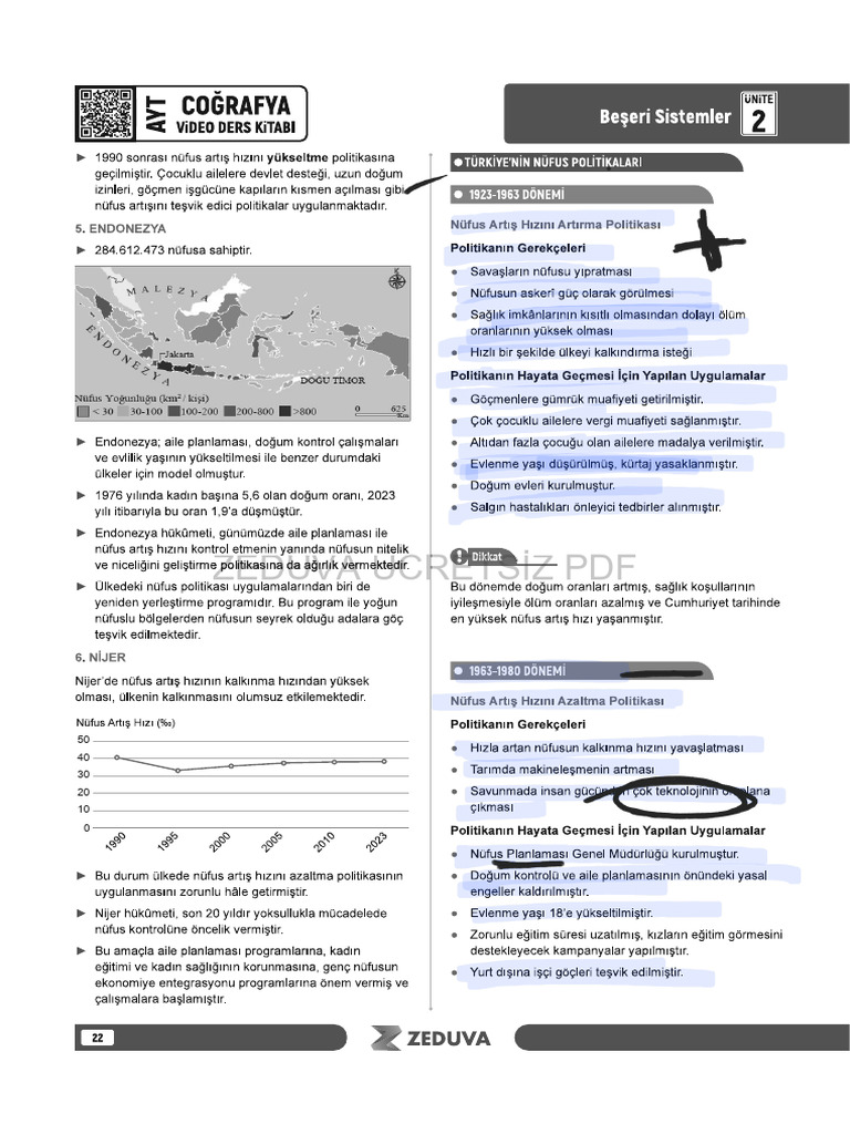 Ayt Cografya Turkiyenin Nufus Politikalari Konu A | PDF