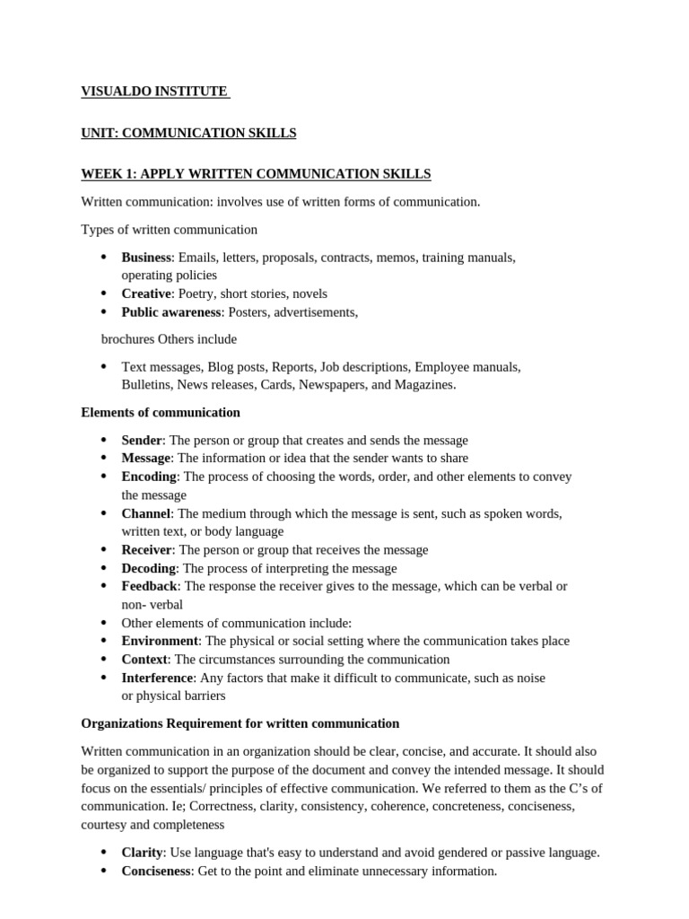 Communication Skills Notes | PDF | Communication | Memorandum