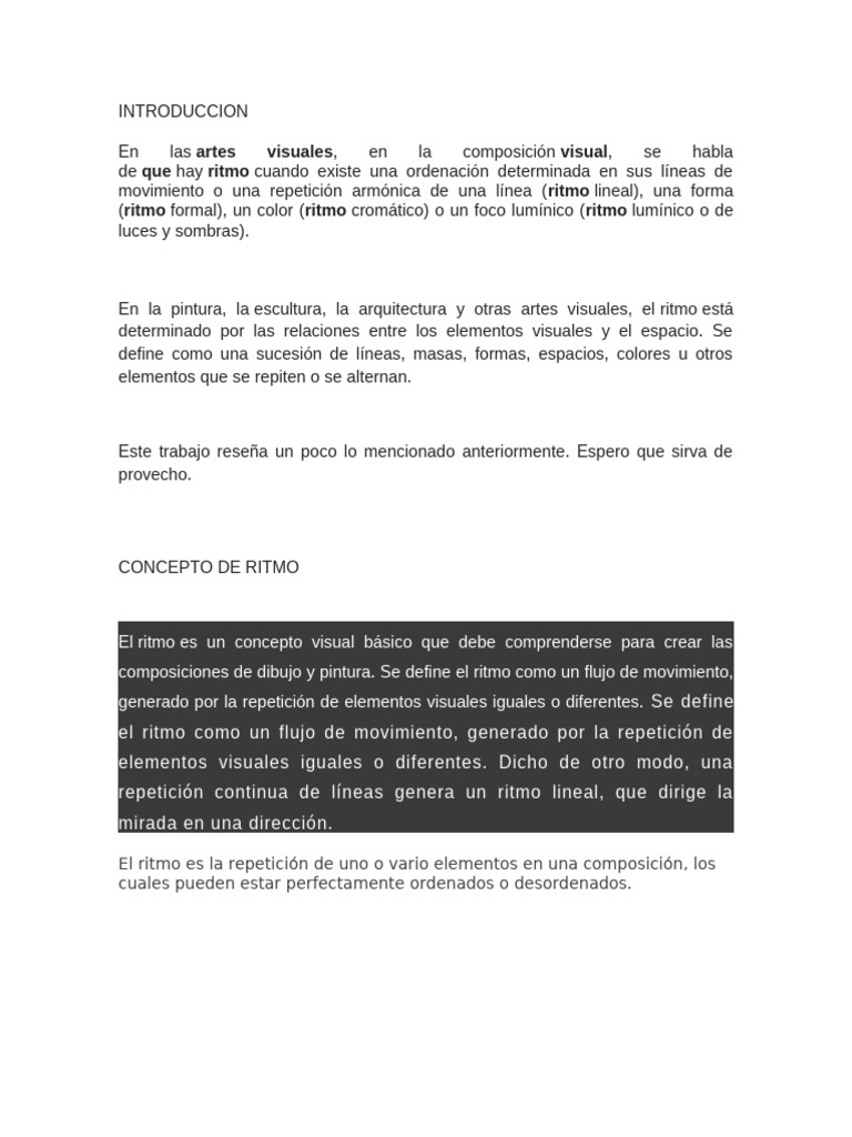 EL RITMO | PDF | Ritmo | Composición (artes visuales)