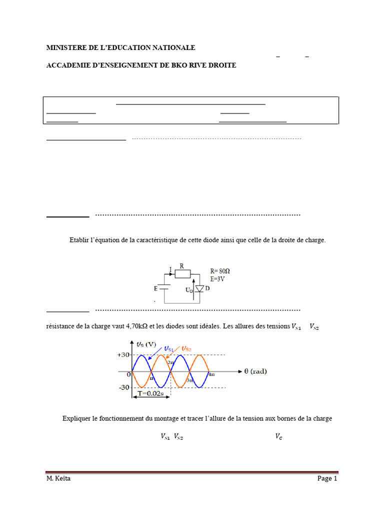 Compo N°1 - Electro | PDF | Redresseur | Ingénierie électronique