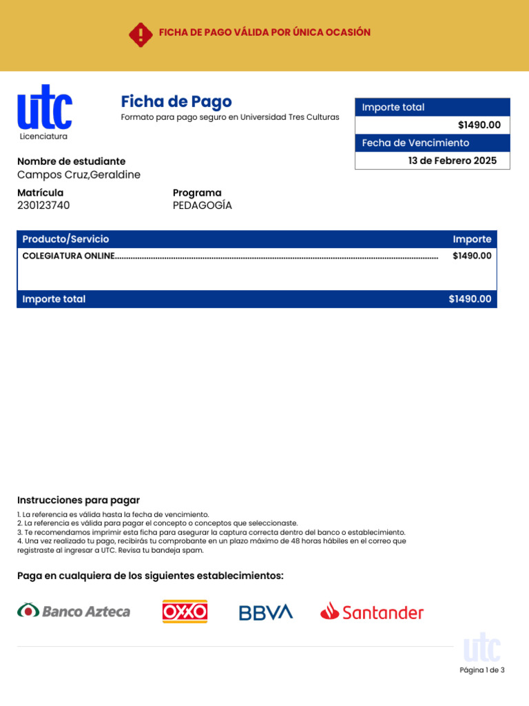 Ficha de Deposito de Pago | PDF