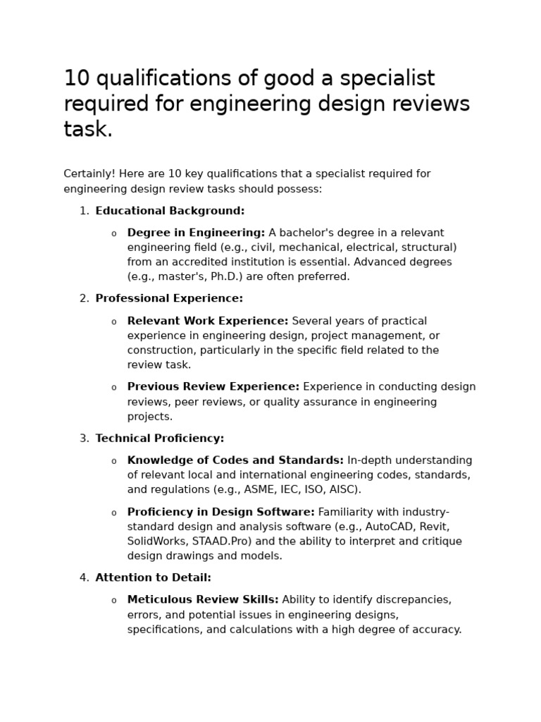 10 Qualifications of Good A Specialist Required For Engineering Design ...