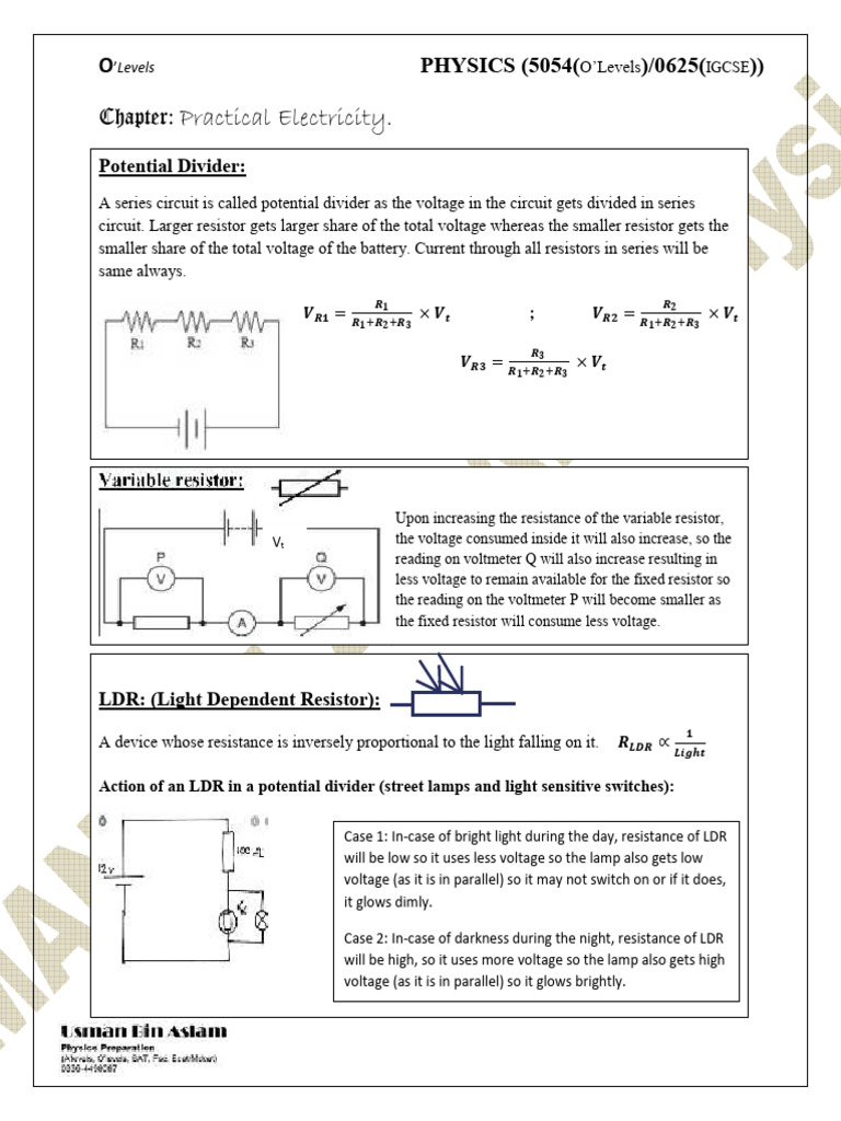 Lecture Notes Practical Electricity | PDF | Voltage | Electrical ...