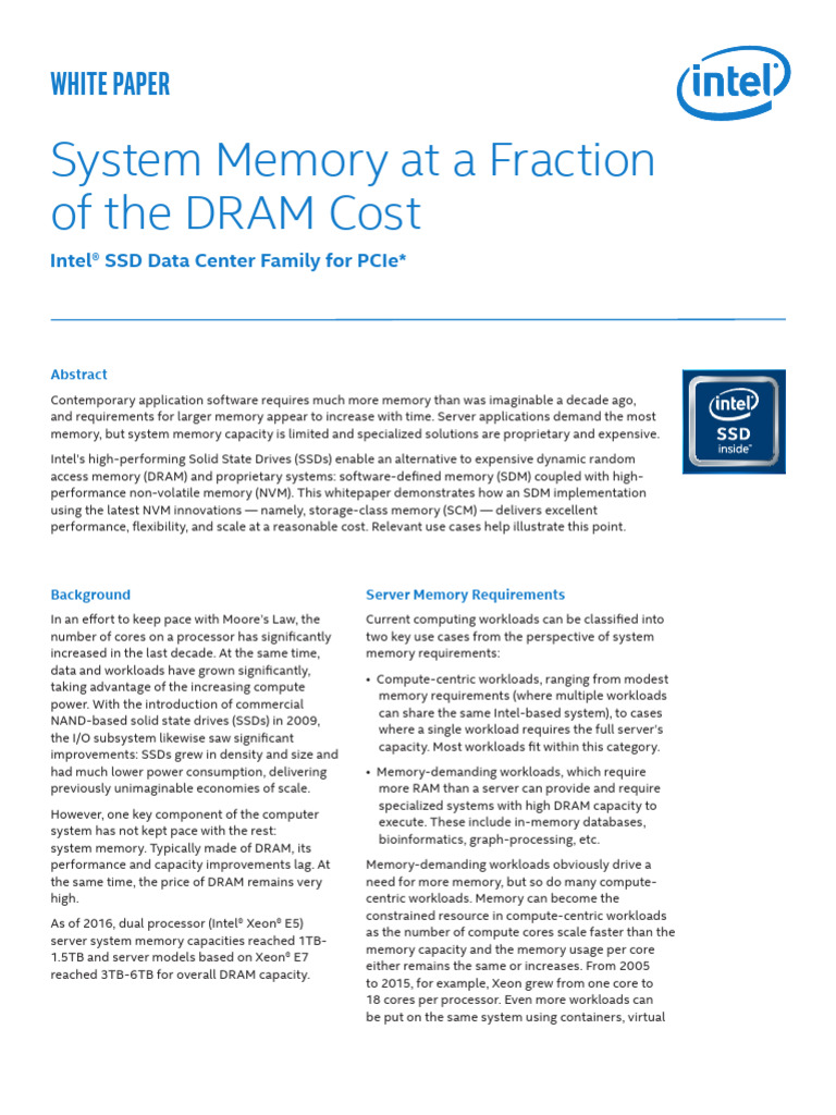 Software Defined Memory With Intel NVM | PDF | Solid State Drive ...