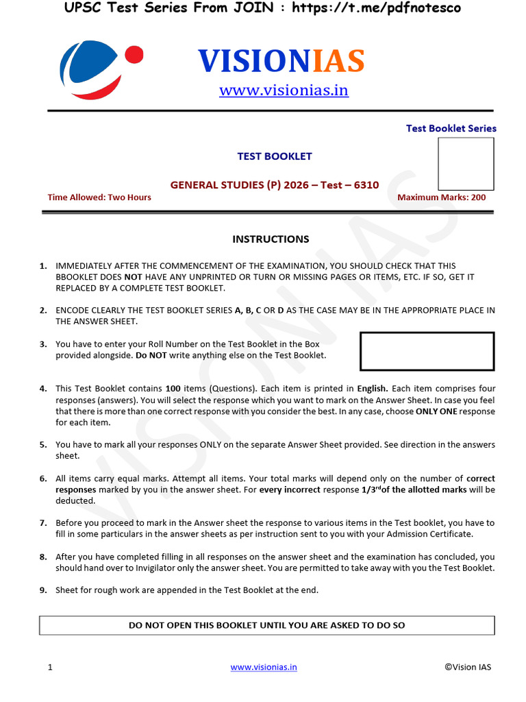 VP 2026 Test 1 Polity | PDF | State Of Emergency | Languages Of India